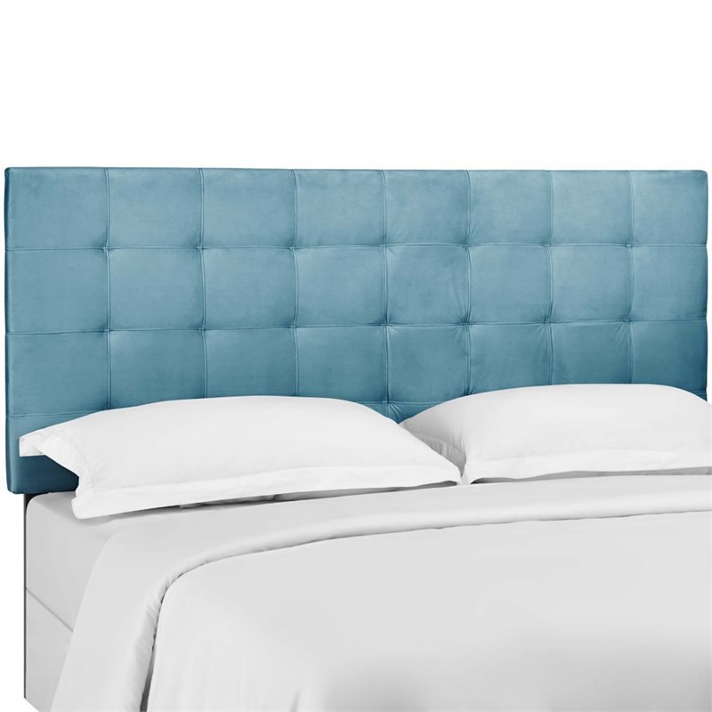 Modway Paisley Tufted Full/Queen Performance Velvet Headboard in Sea Blue
