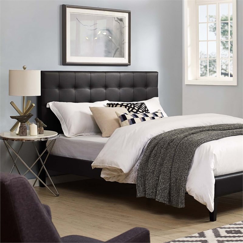 Modway Paisley Tufted Full/Queen Faux Leather Headboard in Black