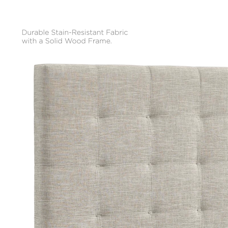 Modway Paisley Tufted King and California King Linen Fabric Headboard in Beige