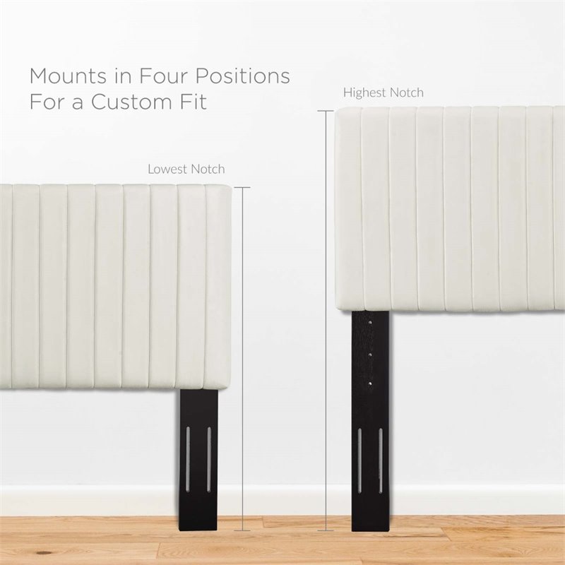 Modway Keira Velvet Full Queen Headboard in Ivory