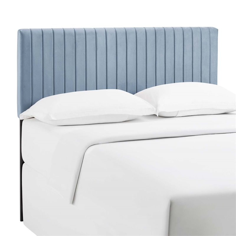 Modway Keira Full/Queen Solid Wood Performance Velvet Headboard in Light Blue