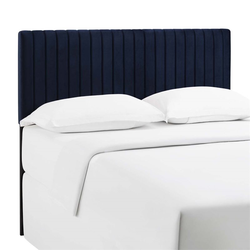 Modway Keira Velvet Full Queen Headboard in Midnight Blue