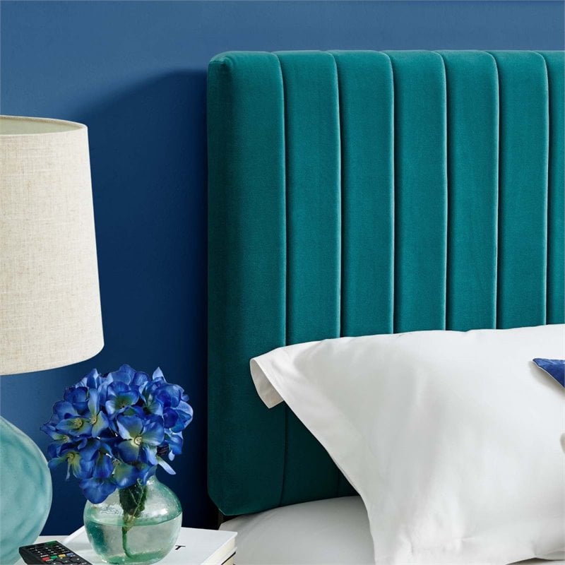 Modway Keira Velvet Full Queen Headboard in Teal