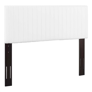 Modway Keira Full/Queen Solid Wood and Faux Leather Headboard in White