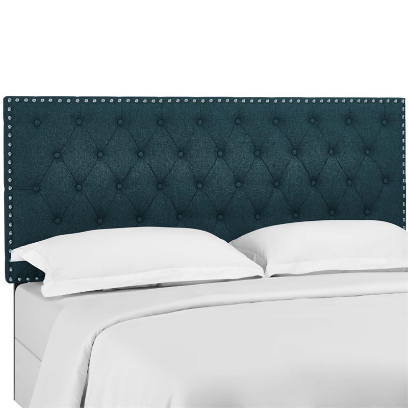 Modway Helena Tufted Twin Upholstered Linen Fabric Headboard in Azure ...