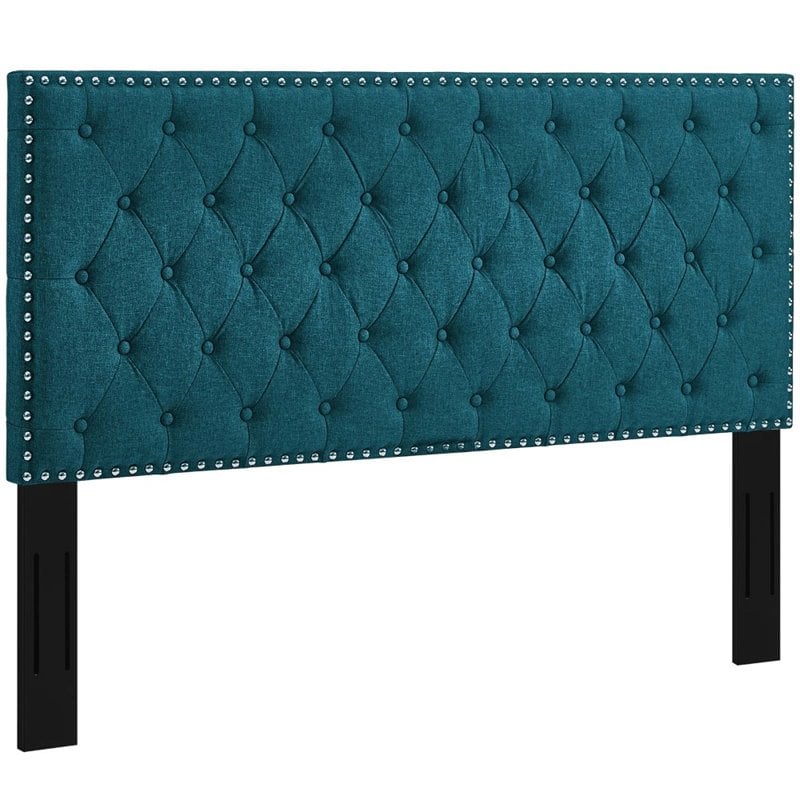 Modway Helena Tufted Upholstered Linen Full Queen Headboard in Teal