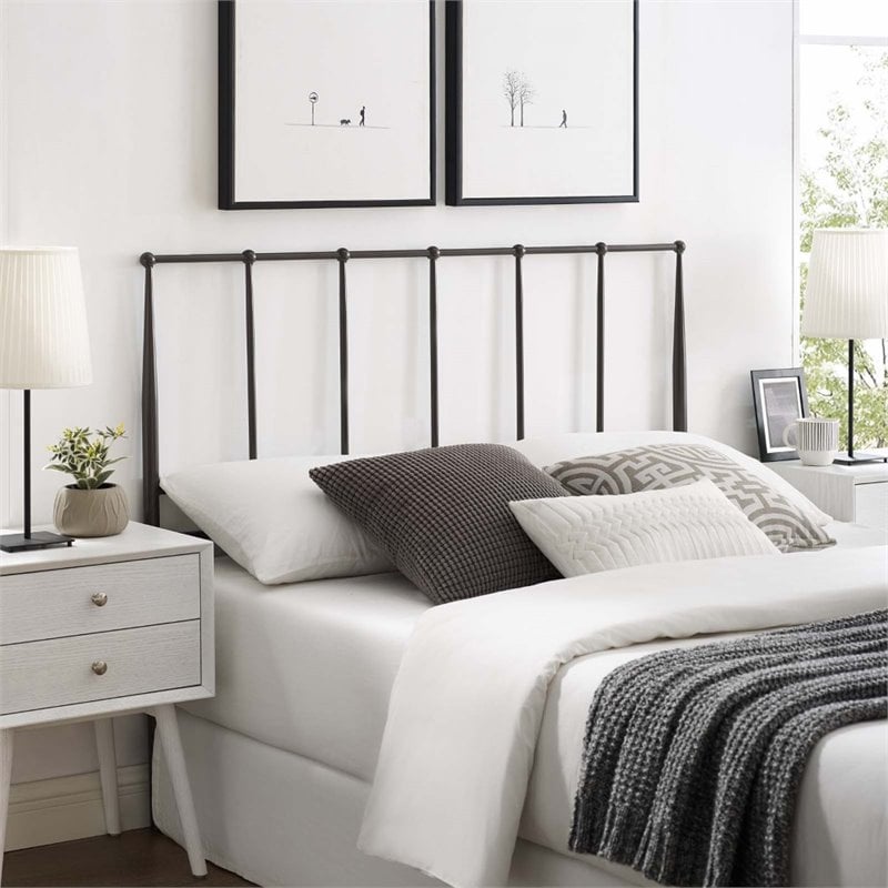 Modway Kiana Queen Modern Style Metal Headboard in Brown Finish