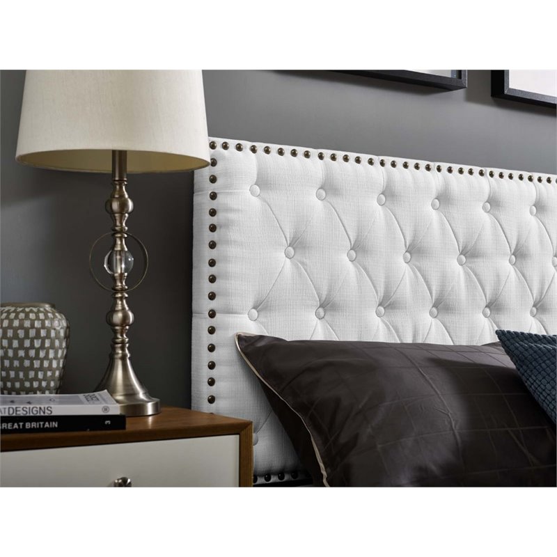 Modway Helena Tufted Upholstered Linen King California King Headboard in White Cymax Business