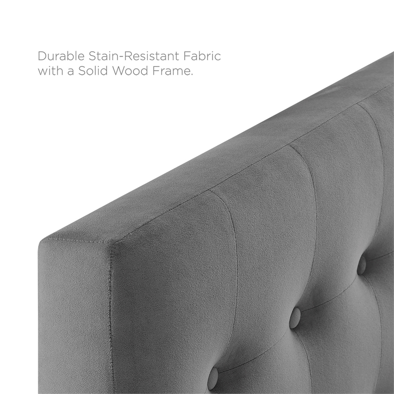 Modway Emily Twin Tufted Performance Velvet Headboard in Gray