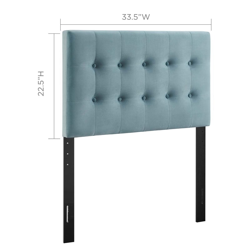 Modway Emily Twin Tufted Performance Velvet Headboard in Light Blue
