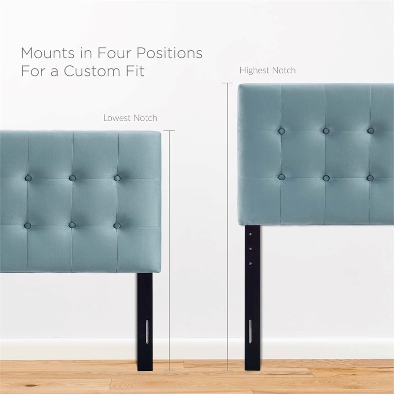 Modway Emily Twin Tufted Performance Velvet Headboard in Light Blue