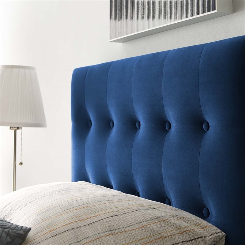 Modway Emily Twin Tufted Performance Velvet Headboard in Navy