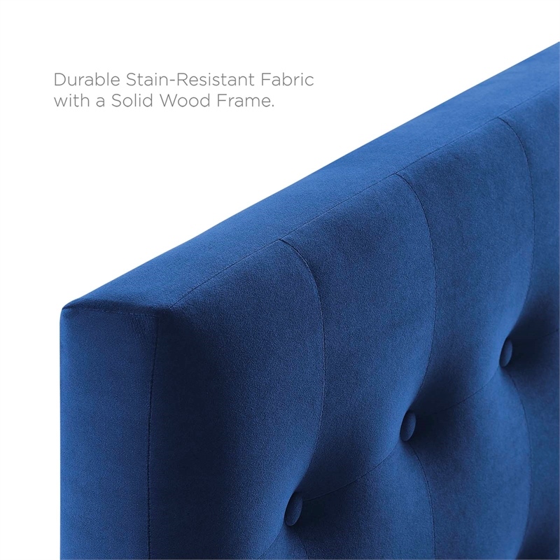 Modway Emily Twin Tufted Performance Velvet Headboard in Navy