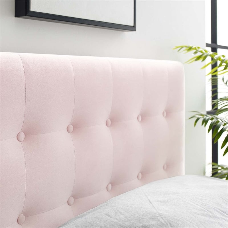 Modway Emily Twin Biscuit Tufted Performance Velvet Headboard in Pink