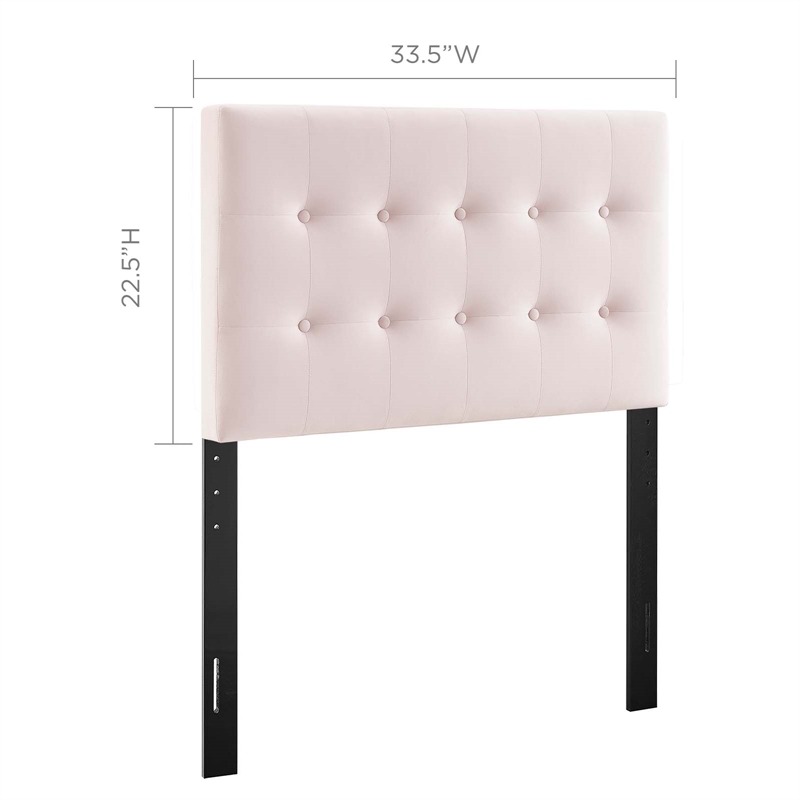 Modway Emily Twin Biscuit Tufted Performance Velvet Headboard in Pink