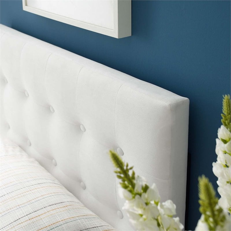 Modway Emily Twin Tufted Performance Velvet Headboard in White