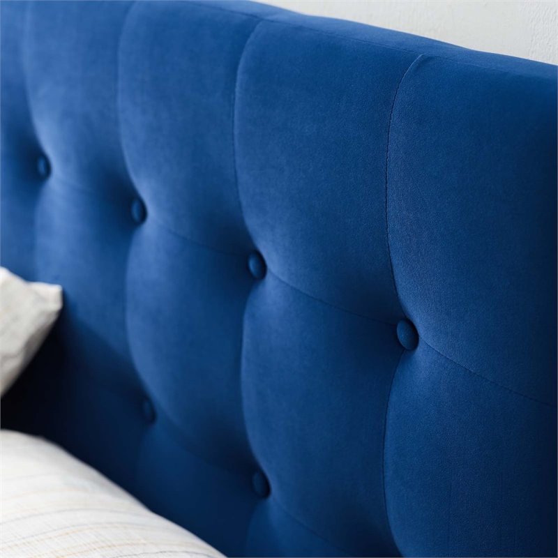 Modway Emily Full Tufted Performance Velvet Headboard in Navy
