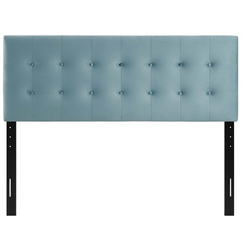 Modway Emily Queen Tufted Performance Velvet Headboard in Light Blue