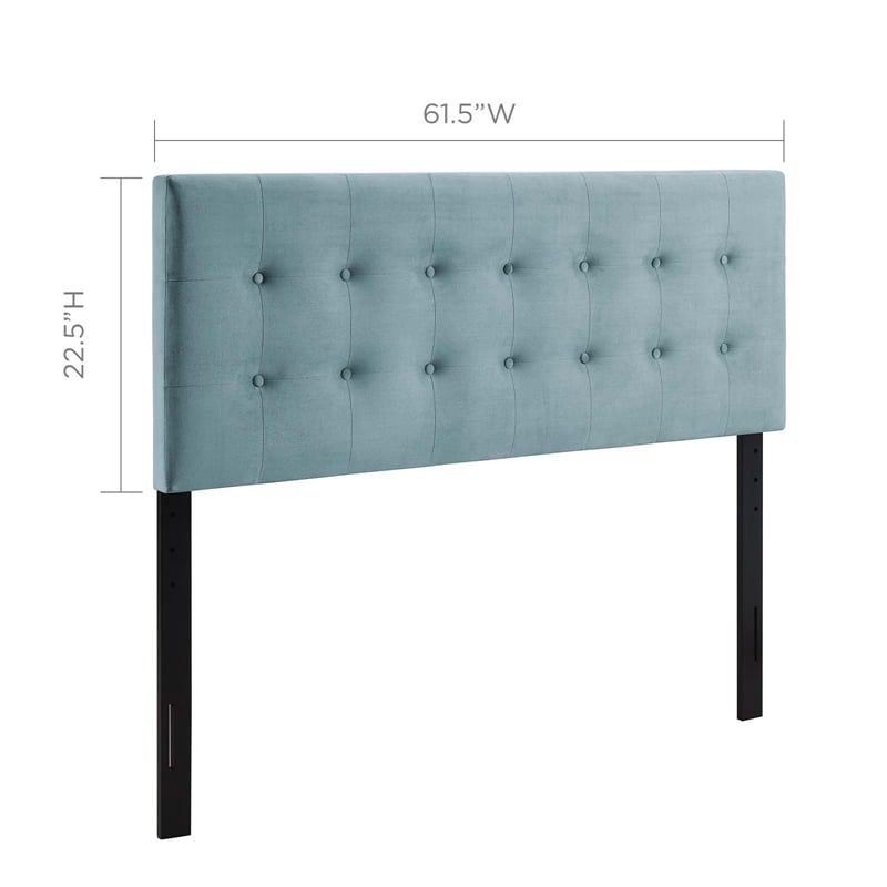 Modway Emily Queen Tufted Performance Velvet Headboard in Light Blue