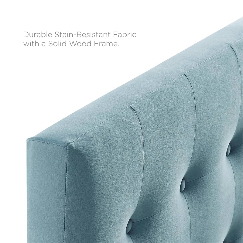 Modway Emily Queen Tufted Performance Velvet Headboard in Light Blue