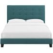 Modway Melanie Twin Tufted Button Upholstered Fabric Platform Bed in Teal Blue