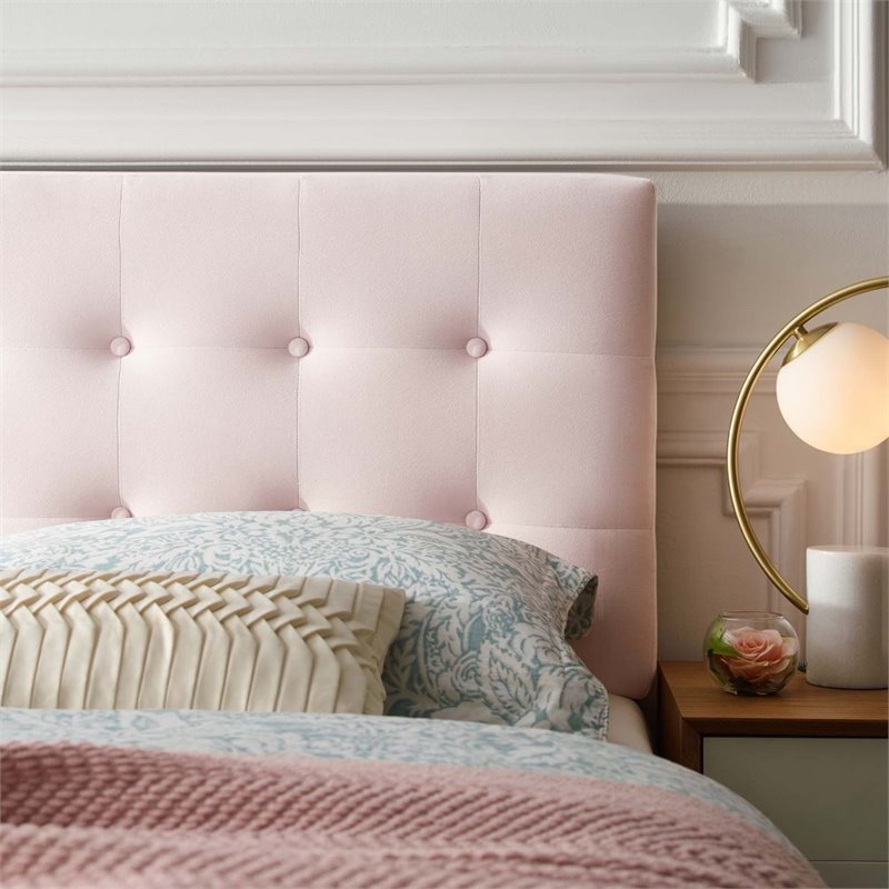 Modway Emily Queen Tufted Performance Velvet Headboard in Pink
