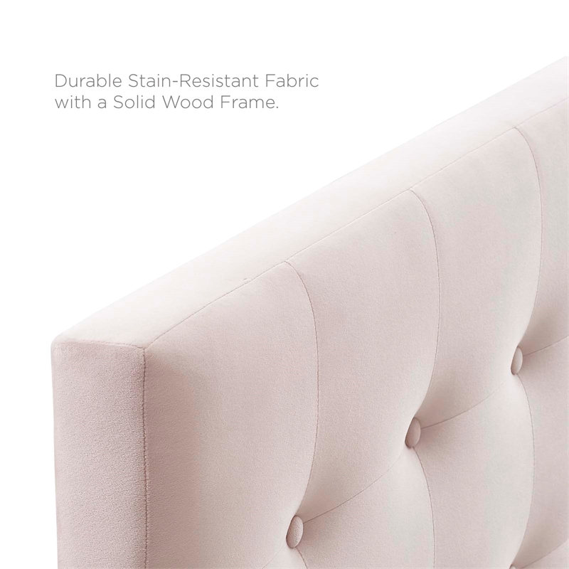 Modway Emily Queen Tufted Performance Velvet Headboard in Pink