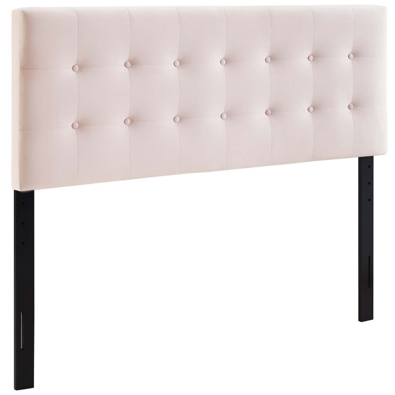 Modway Emily Queen Tufted Performance Velvet Headboard in Pink