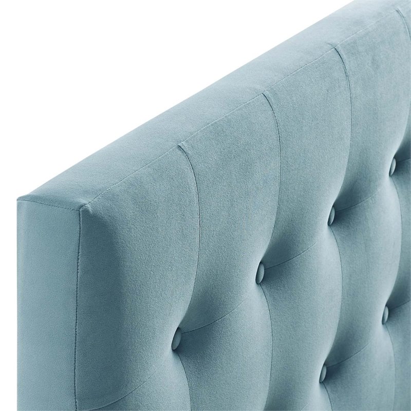 Modway Emily King Tufted Performance Velvet Headboard in Light Blue