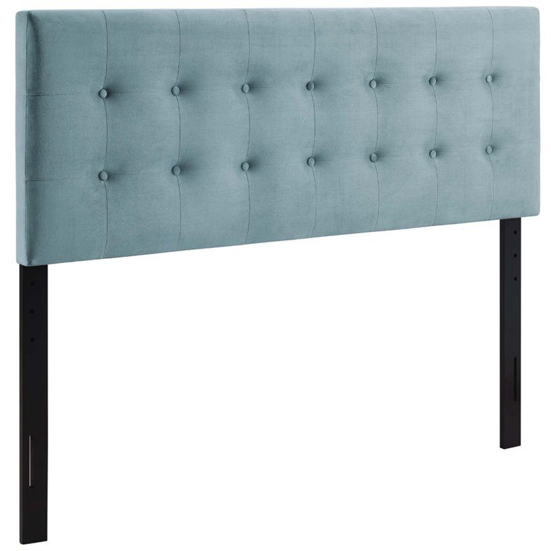 Modway Emily King Tufted Performance Velvet Headboard in Light Blue