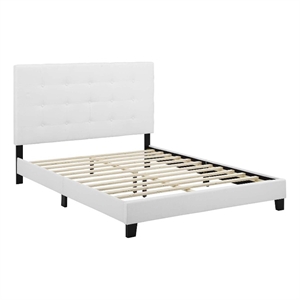 Modway Melanie Full Tufted Button Upholstered Fabric Platform Bed in White