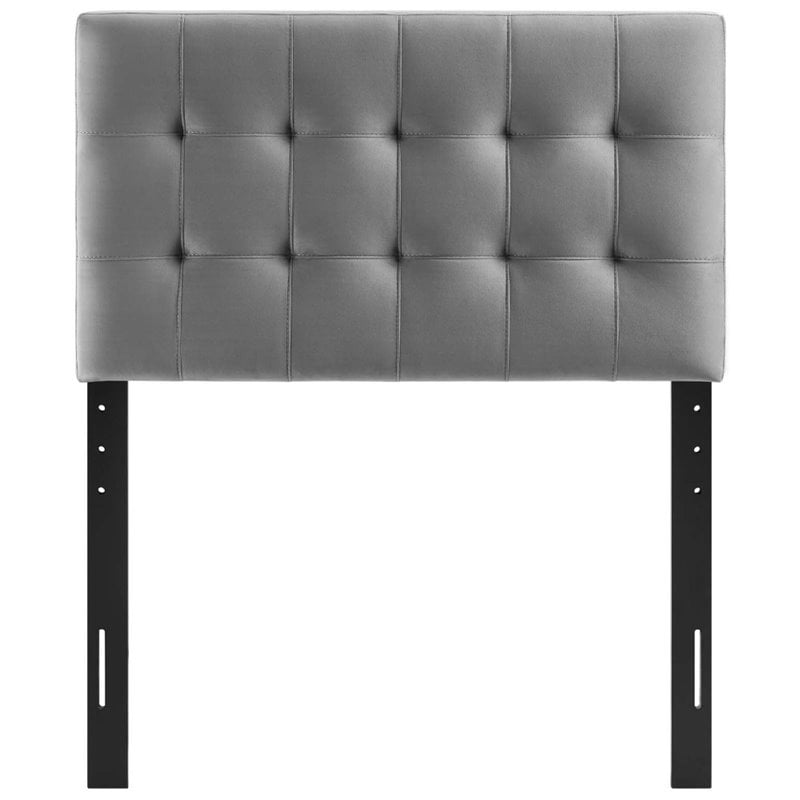 Modway Lily Biscuit Tufted Twin Performance Velvet Headboard in Gray