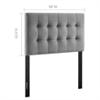 Modway Lily Biscuit Tufted Twin Performance Velvet Headboard in Gray