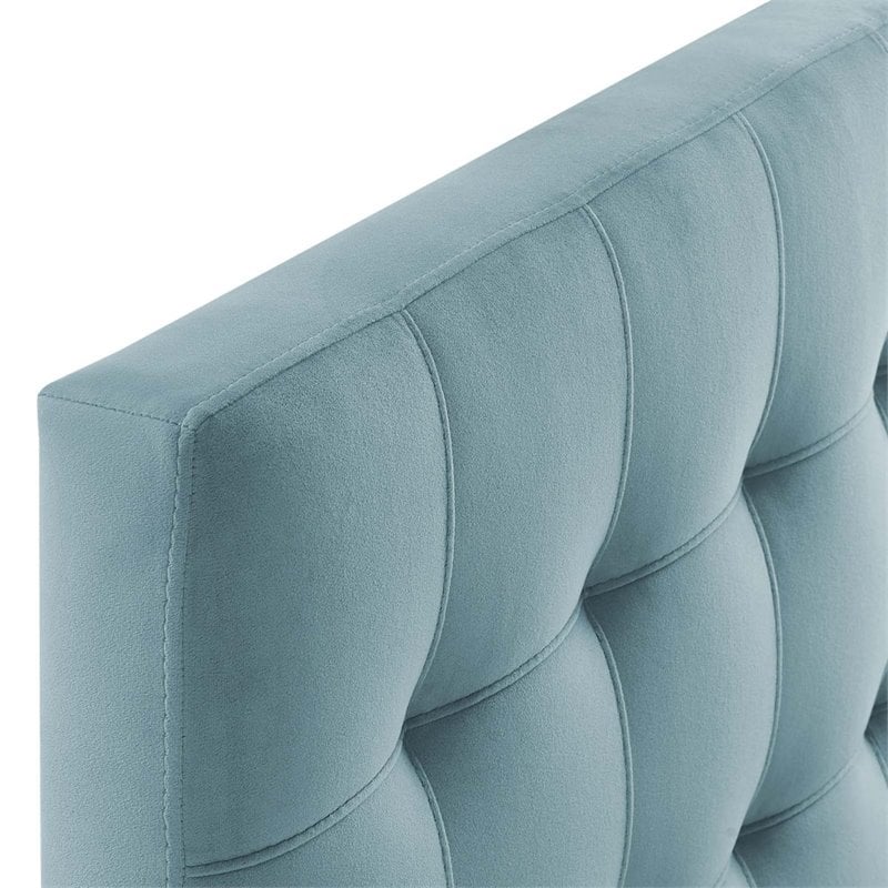 Modway Lily Biscuit Tufted Twin Performance Velvet Headboard in Light Blue