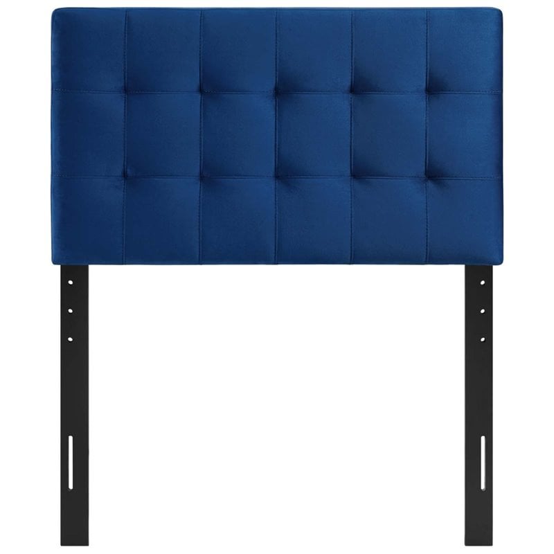 Modway Lily Biscuit Tufted Twin Performance Velvet Headboard in Navy