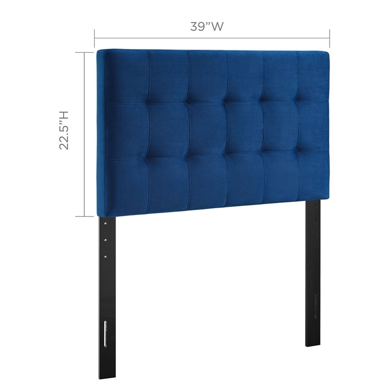 Modway Lily Biscuit Tufted Twin Performance Velvet Headboard in Navy