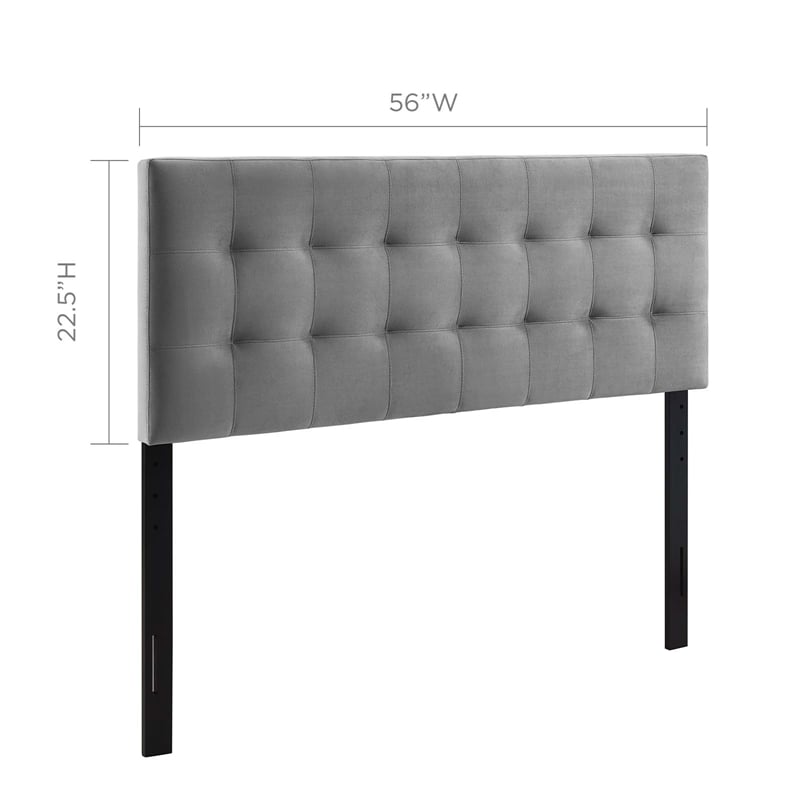 Modway Lily Biscuit Tufted Full Performance Velvet Headboard in Gray