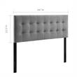 Modway Lily Biscuit Tufted Full Performance Velvet Headboard in Gray