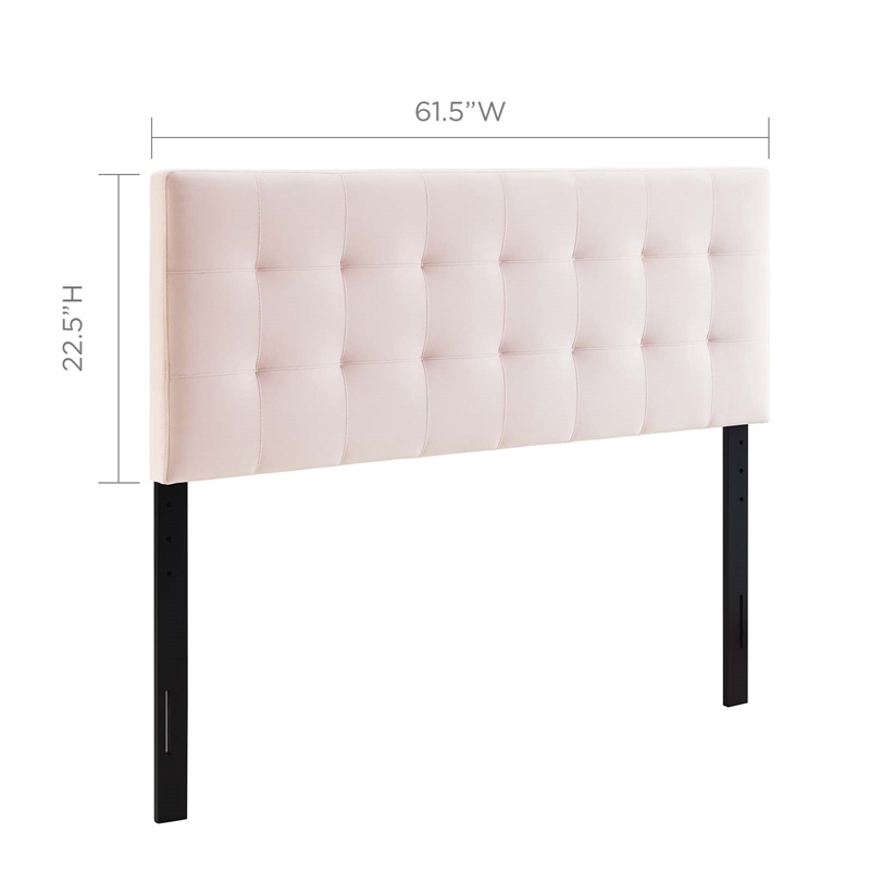 Modway Lily Queen Biscuit Tufted Performance Velvet Headboard in Pink