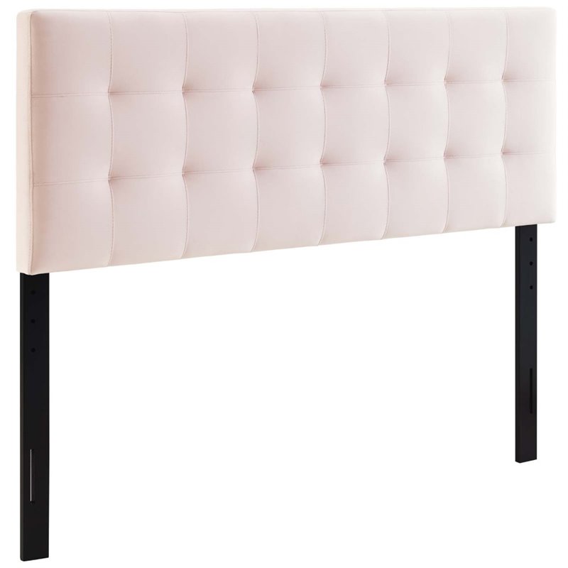 Modway Lily Queen Biscuit Tufted Performance Velvet Headboard in Pink