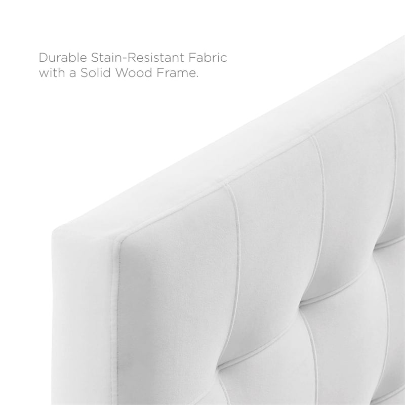 Modway Lily Queen Biscuit Tufted Performance Velvet Headboard in White