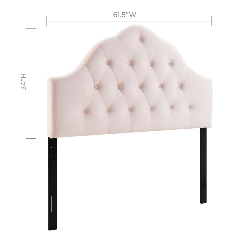Modway Sovereign Queen Diamond Tufted Performance Velvet Headboard in Pink
