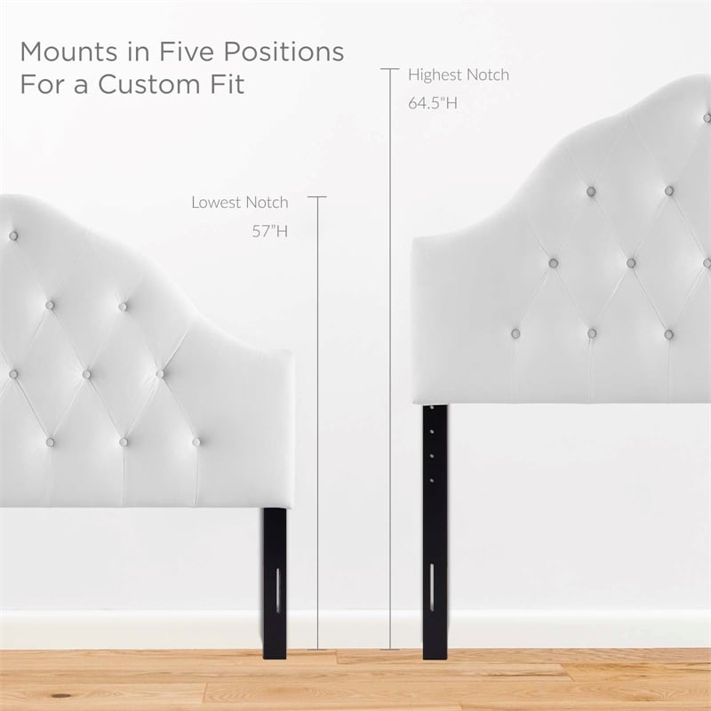 Modway Sovereign Queen Diamond Tufted Performance Velvet Headboard in White