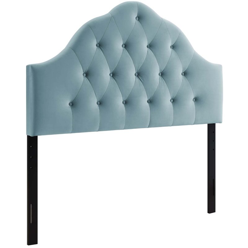 Modway Sovereign Diamond Tufted Velvet King Headboard in Light Blue