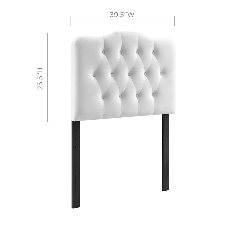 Modway Annabel Twin Diamond Tufted Performance Velvet Headboard in White