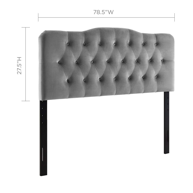 Modway Annabel King Diamond Tufted Performance Velvet Headboard in Gray