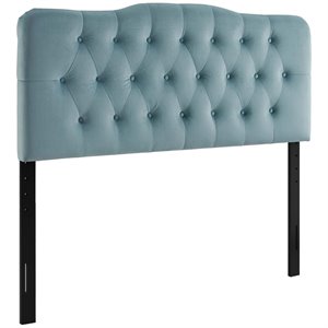 modway annabel king diamond tufted performance velvet headboard in light blue