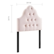 Modway Sovereign Twin Diamond Tufted Performance Velvet Headboard in Pink
