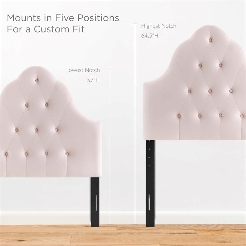 Modway Sovereign Twin Diamond Tufted Performance Velvet Headboard in Pink