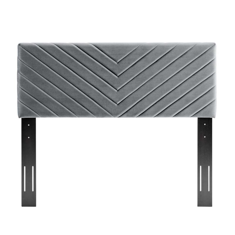 Modway Alyson Angular Channel Tufted Velvet Full/Queen Headboard in Charcoal
